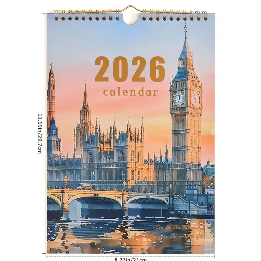 2026 Vintage Attractions Wall Calendar & Monthly Planner with Gold Foil Art